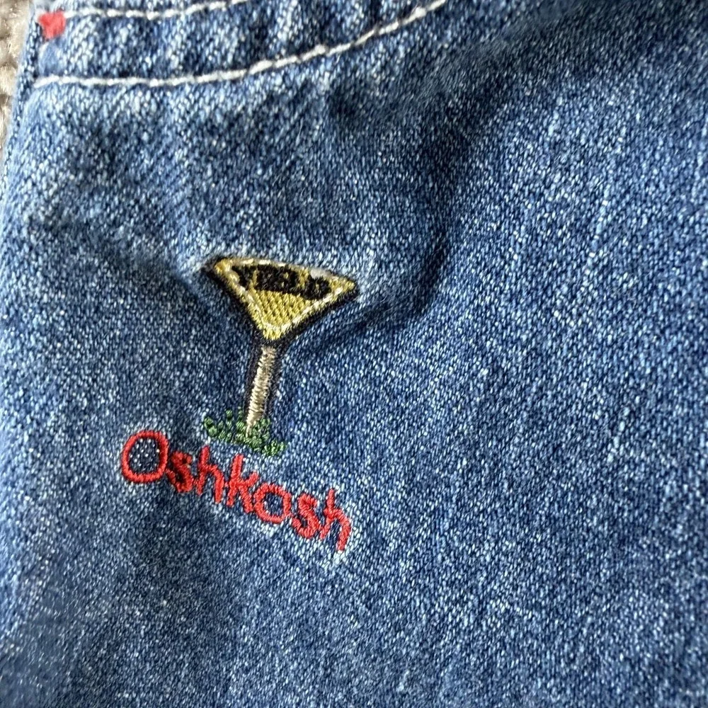 Vintage OshKosh B'gosh Cargo Jeans Baby 6-9 Months Denim Elastic Waist Bear Boys